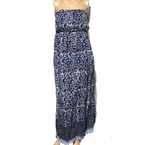Faherty Women’s Blue Margarita Strapless 100% Linen Maxi Dress Size S Small - Picture 2 of 10